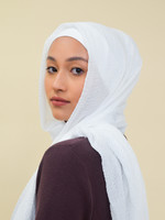 Nasiba Fashion White cotton crinkle shawl