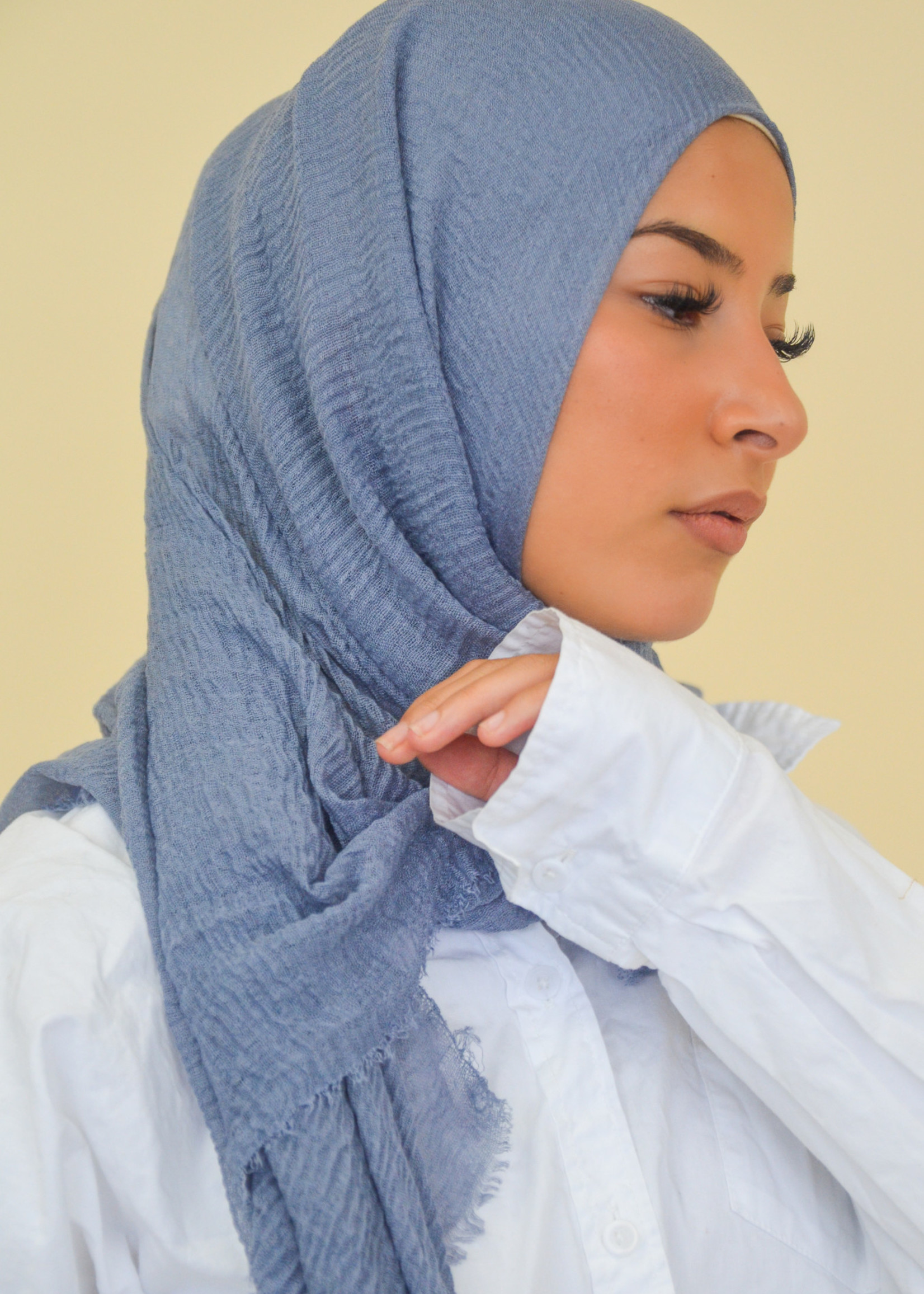 Nasiba Fashion Bijou blue cotton crinkle shawl