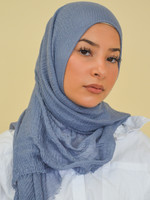 Nasiba Fashion Bijou blue cotton crinkle shawl