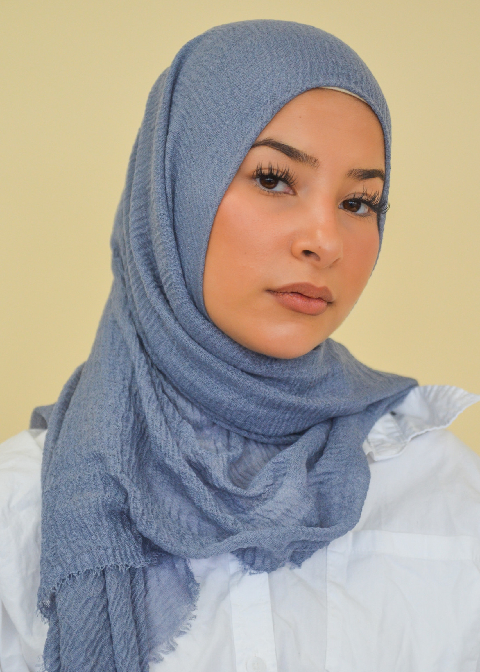 Nasiba Fashion Bijou blue cotton crinkle shawl