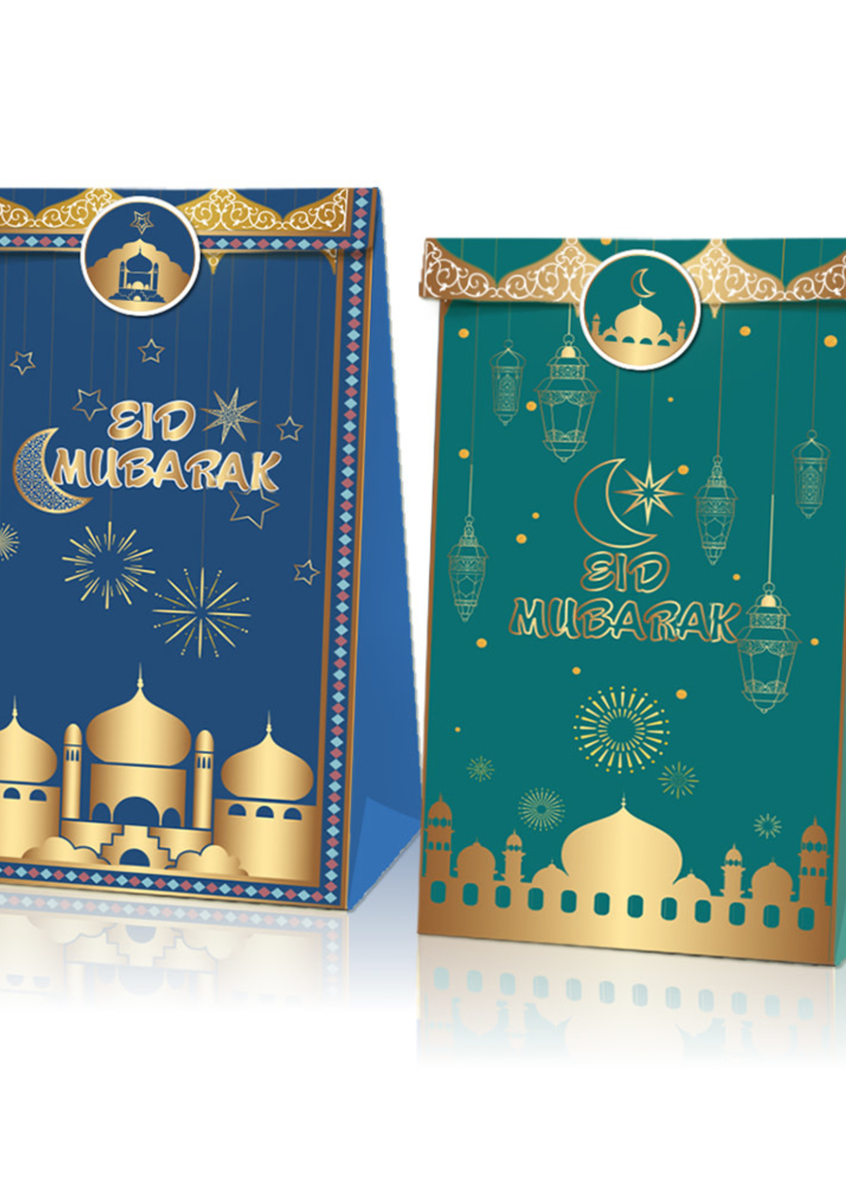 Nasiba Fashion 12pc Eid mubarak paper bags/stickers