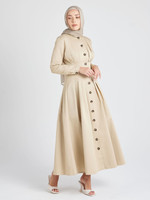 Hijab House Beige Pleated Dress