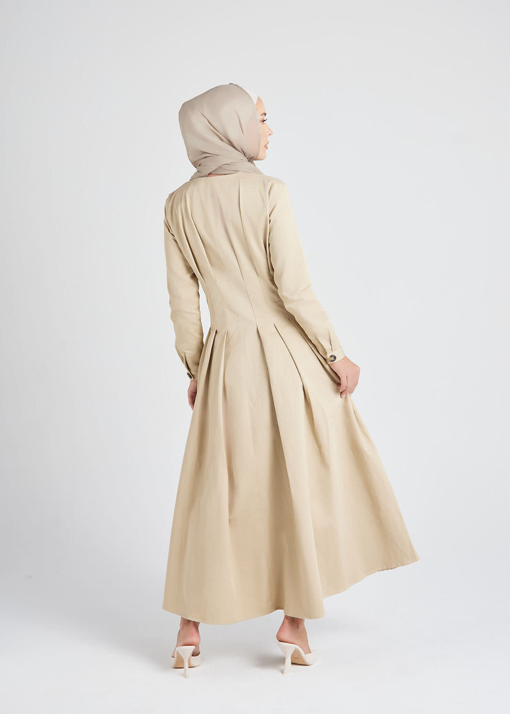 Hijab House Beige Pleated Dress