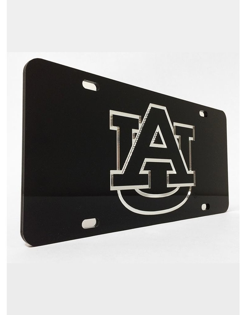 Craftique AU Silver Letters in Black Background License Plate