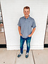 Divots Washed Denim and White Stripe Polo with Navy AU