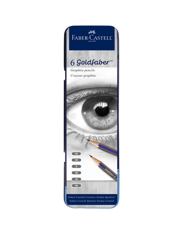 Faber Castell Graphite Pencil Tin 6 count (2H,HB,B,2B,4B,6B)