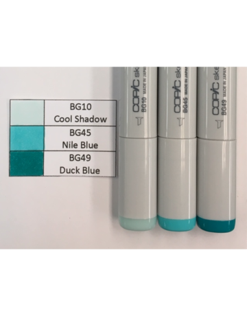 J&M Copic Marker Set-Blue Green BG10, BG45, BG49
