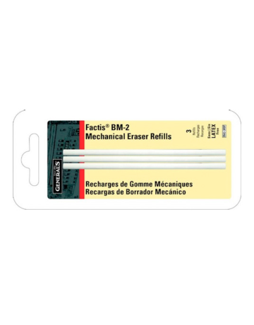 MacPherson Factis Pen Style Eraser Refills, 3 Pieces, Carded