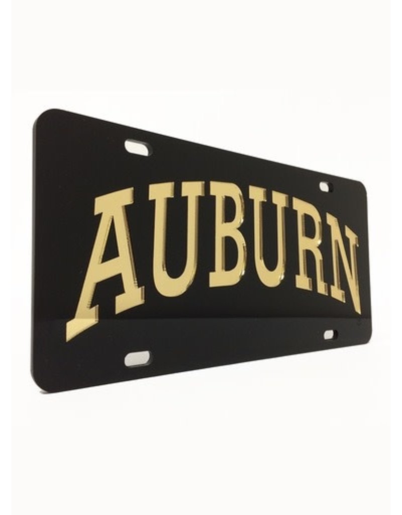 Craftique Arch Auburn Gold Letters in Black Background License Plate