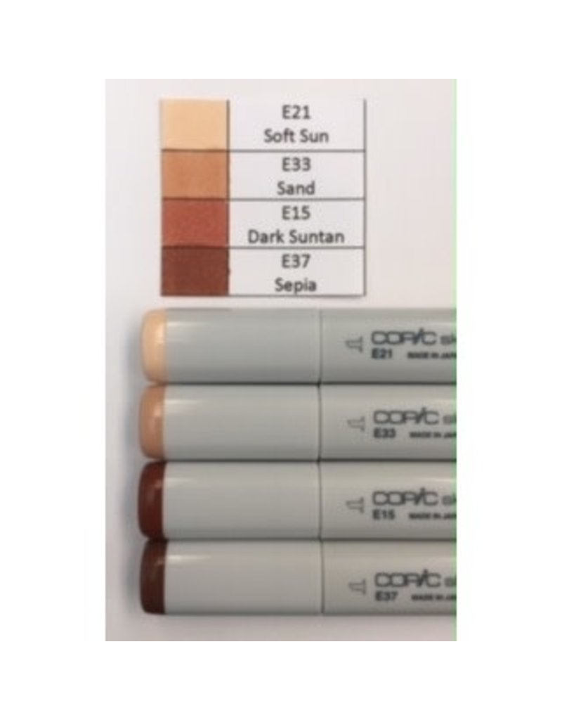 JM Copic Marker Set-Earth Tones E21, E33, E15, E37 - JM Bookstore Downtown