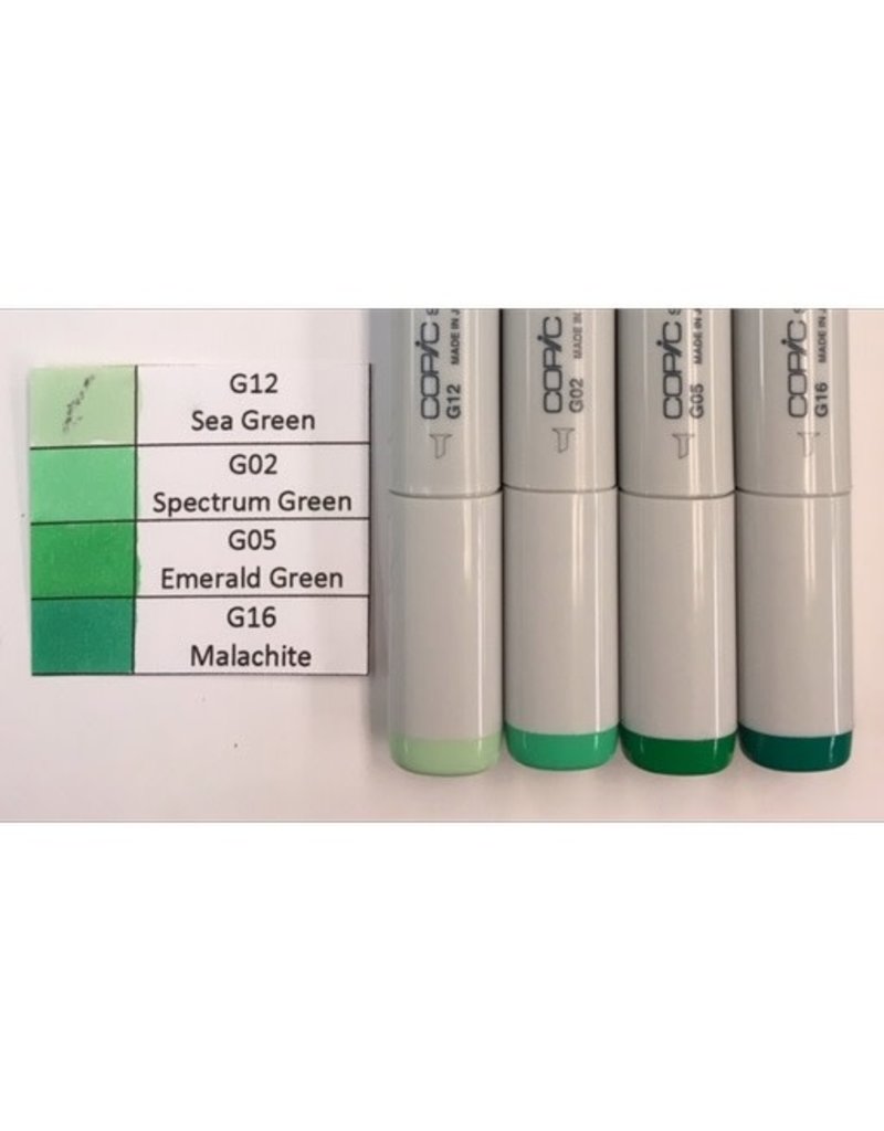 J&M Copic Marker Set-Green G12, G02, G05, G16