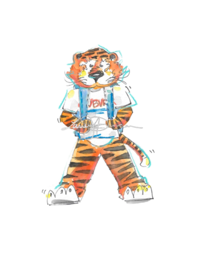 Art by LJD Back to School Aubie 8 by 8 Print