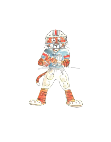 Art by LJD Football Aubie 8x8 Print