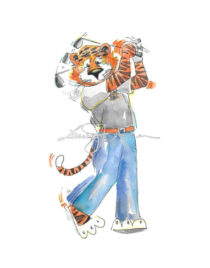 Art by LJD Golf Aubie: Collegiate 8x8 Print