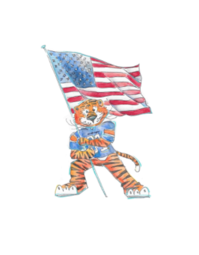 Art by LJD Patriotic Aubie 8x8 Print