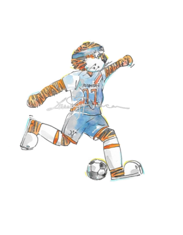 Art by LJD Soccer Aubie 8x8 Print