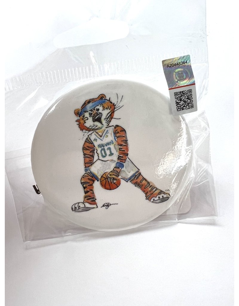 Collegiate Trading Company Watercolor Dribbling Aubie Basketball Button