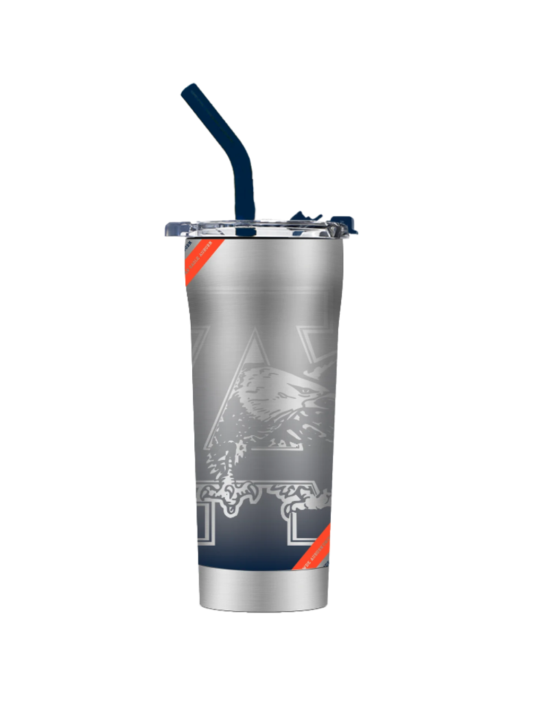 Gametime Lights LLC Auburn 20oz. Stainless Steel Straw Tumbler War Eagle 360 Stripes