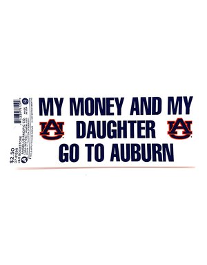 Angelus Pacific My Money and My Daughter Go To Auburn Decal