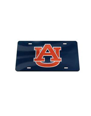 Craftique Navy Acrylic License Plate with Orange AU Silver Outline