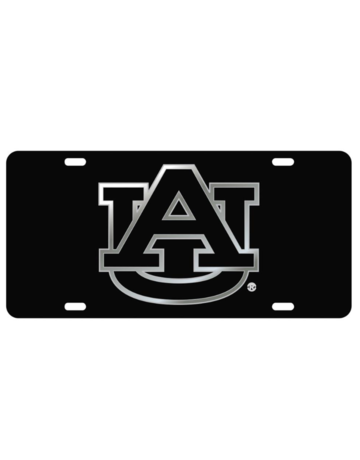 Craftique AU Silver Letters in Black Background License Plate