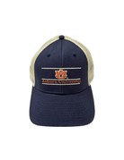 The Game AU Three Bar Auburn University Navy Front and Stone Mesh Hat Adjustable