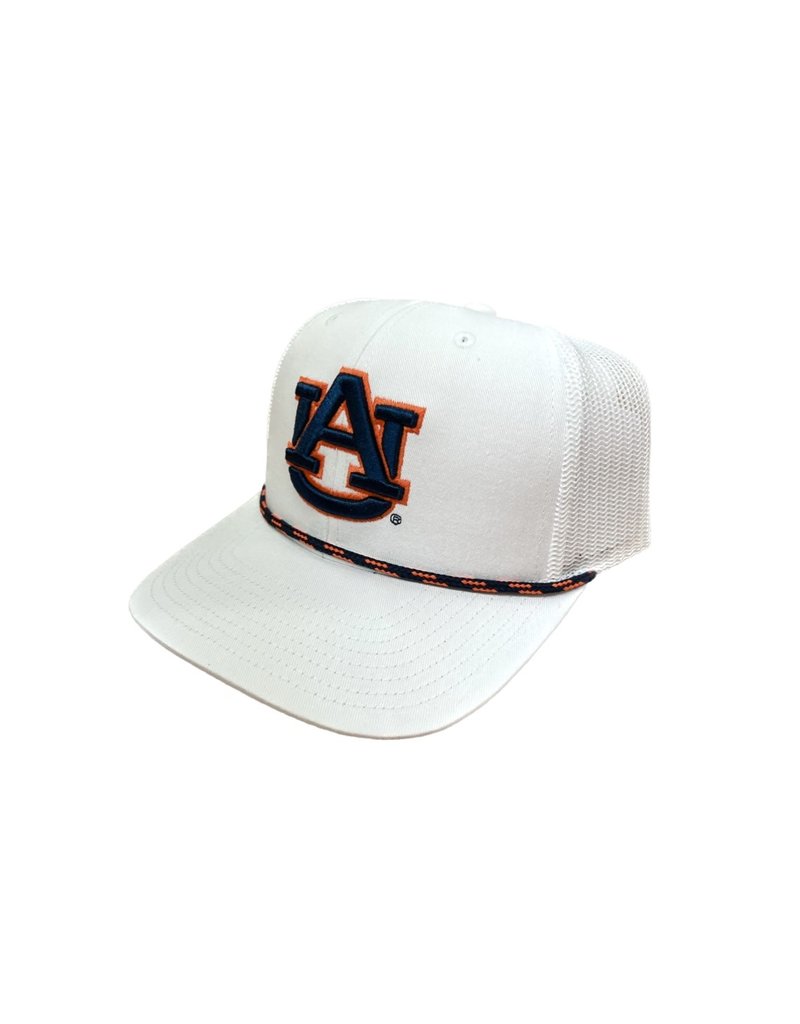 The Game White AU Trucker Hat with Navy/Orange Rope