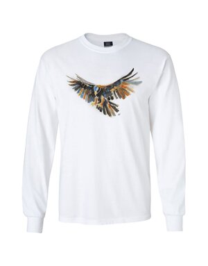 Art by LJD Watercolor Flying Golden Eagle Long Sleeve T-Shirt