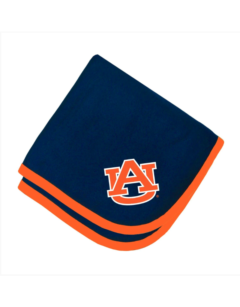 Two Feet Ahead Navy/Orange Aubie Baby Blanket