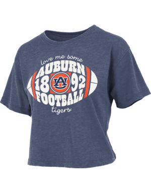 Pressbox Love Me Some Auburn Football Crop T-Shirt