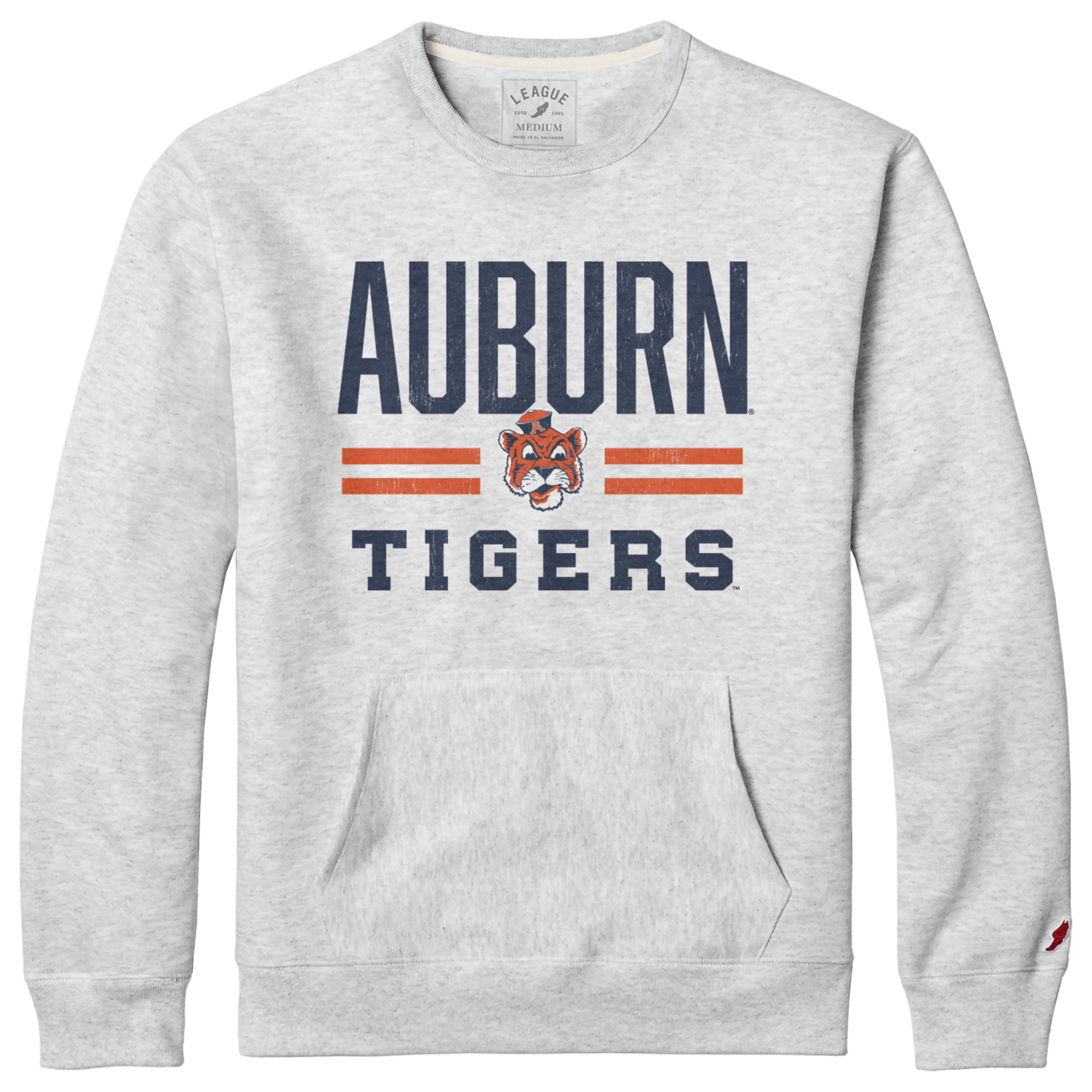 League Collegiate Wear Auburn Two Bar Aubie Tigers Crew with Front ...