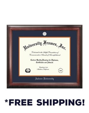 University Frame Diploma Frame E- Satin Mahogany Frame Silver Medallion