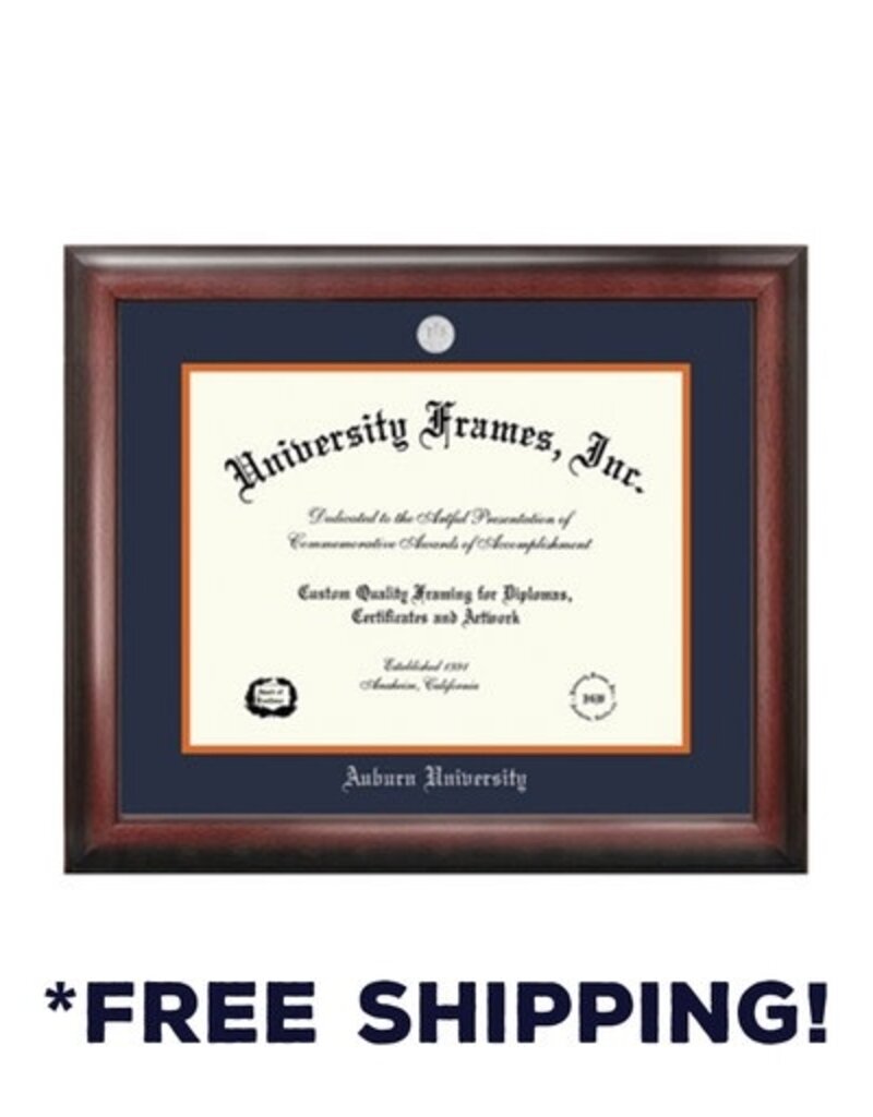 University Frame Diploma Frame E- Satin Mahogany Frame Silver Medallion