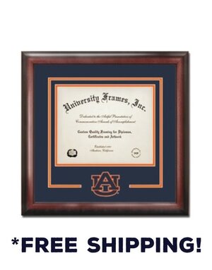 University Frame Diploma Frame G- Satin Mahogany Frame  Logo Mat
