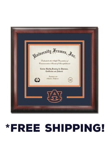 University Frame Diploma Frame G- Satin Mahogany Frame  Logo Mat