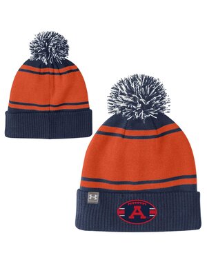 Under Armour Youth Orange Striped Beanie with Football Patch