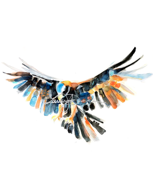 Art by LJD Flying Golden Eagle 8 by 10 Inch Print
