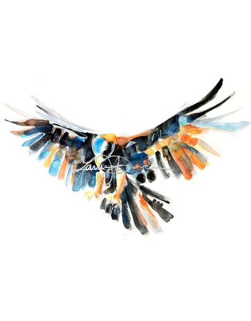 Art by LJD Flying Golden Eagle 8 by 10 Inch Print