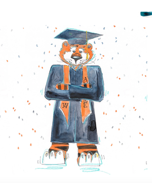 Art by LJD Cap and Gown Aubie 8x8 Print
