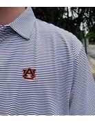 Divots White Navy Orange Pencil Stripe Polo