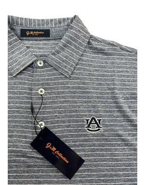 Divots Washed Denim and White Stripe Polo with Navy AU