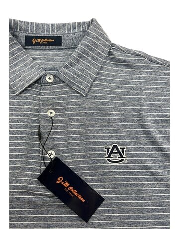 Divots Washed Denim and White Stripe Polo with Navy AU