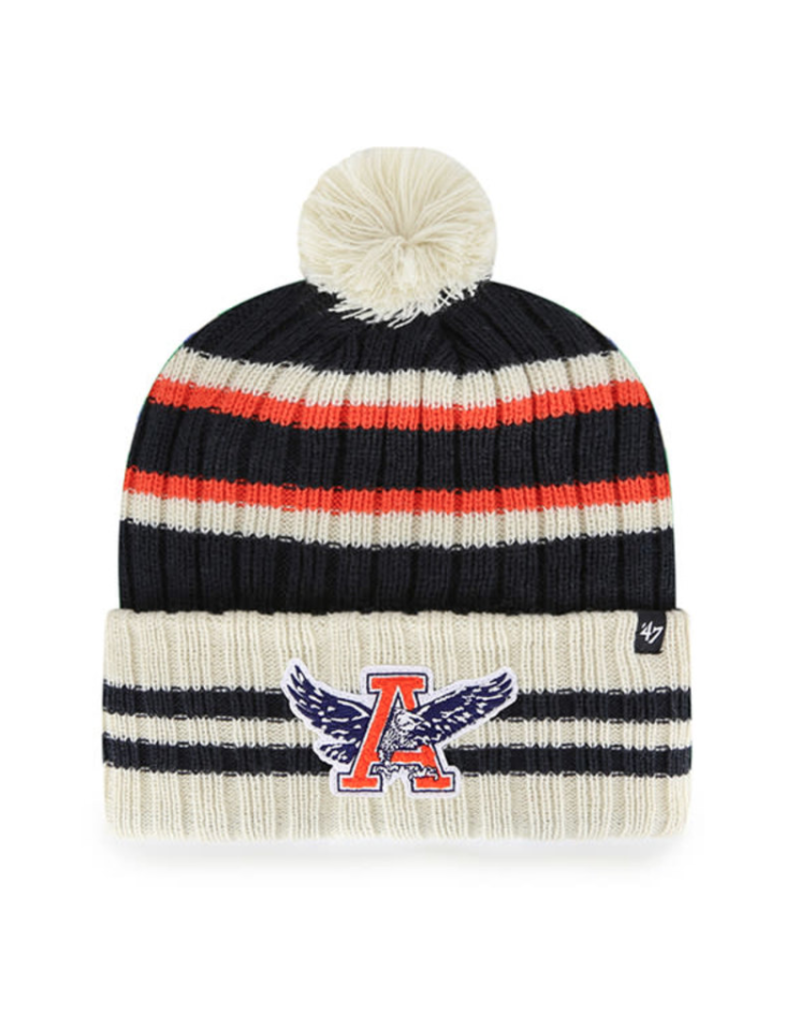 47 Brand Eagle Thru A Ivory Striped Beanie with Pom