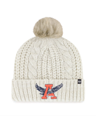 47 Brand Womens Eagle Thru A Cream Beanie with Fur Pom