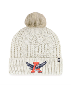 47 Brand Womens Eagle Thru A Cream Beanie with Fur Pom