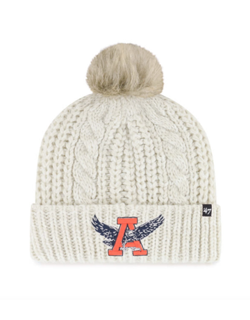 47 Brand Womens Eagle Thru A Cream Beanie with Fur Pom