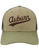 Legacy Script Auburn Khaki with Camo Mest Hat