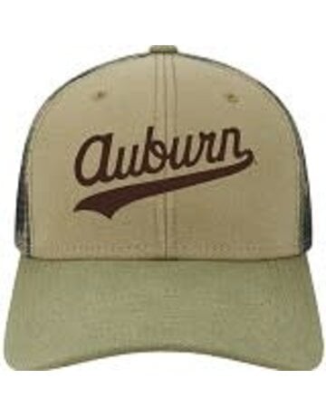 Legacy Script Auburn Khaki with Camo Mest Hat