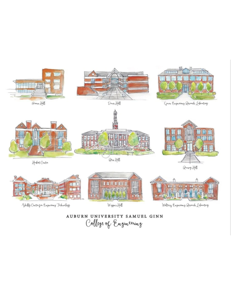 Art by LJD Auburn Campus Buildings