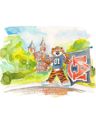 Art by LJD Aubie with AU Flag and Samford